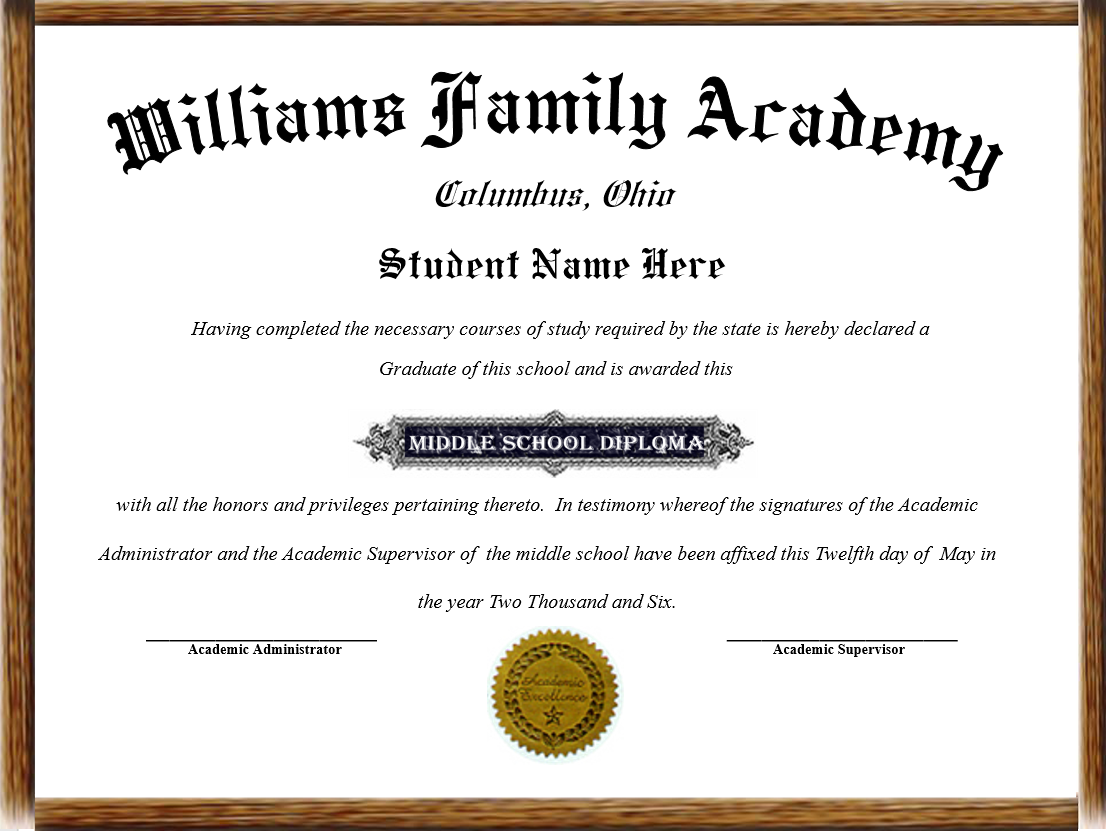 Middle school diploma